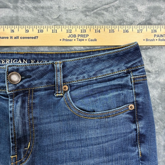 American Eagle Favorite Boyfriend Jeans Womens 12 Regular Mid Rise Wide Leg Blue - Picture 5 of 16